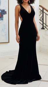 Ginevra Black Velvet Gown Dress